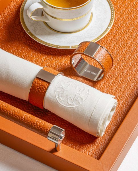 MONOGRAM LEATHER & METAL NAPKIN RING