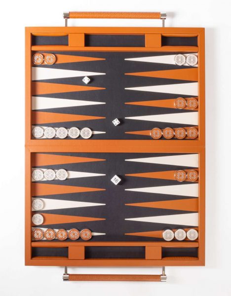 MONOGRAM BACKGAMMON CASE WITH HANDLES