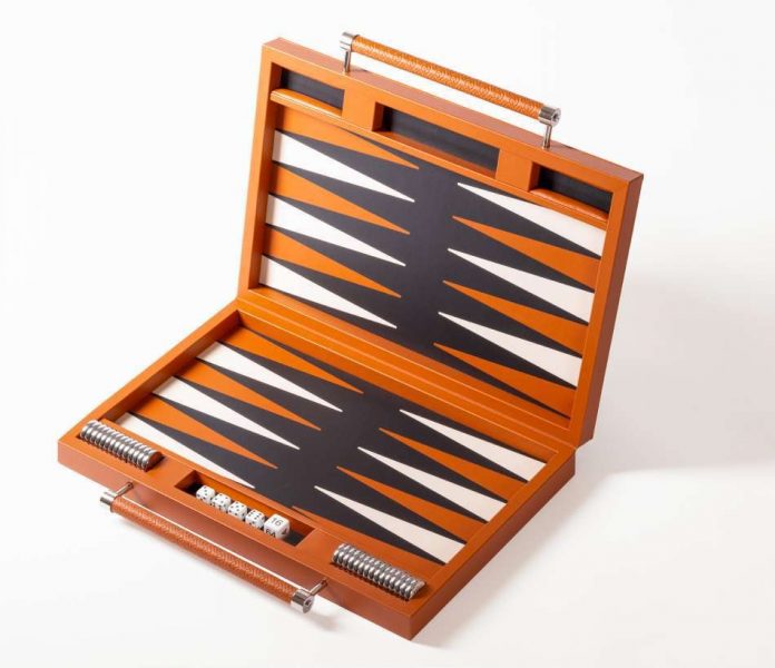 MONOGRAM BACKGAMMON CASE WITH HANDLES