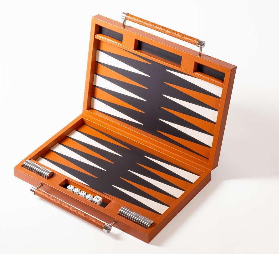 MONOGRAM BACKGAMMON CASE WITH HANDLES