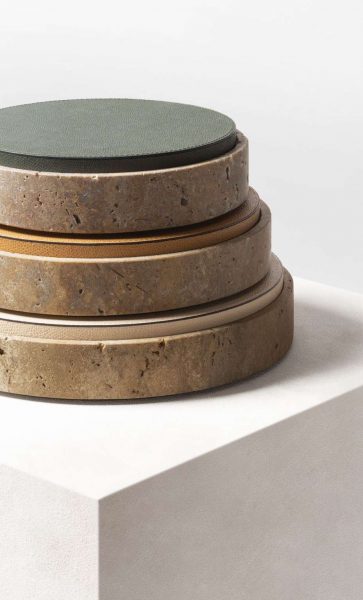 GIZA LEATHER & MARBLE ROUND BOXES