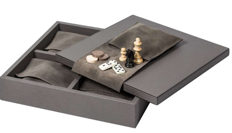 Triple game box: chess | draughts | domino