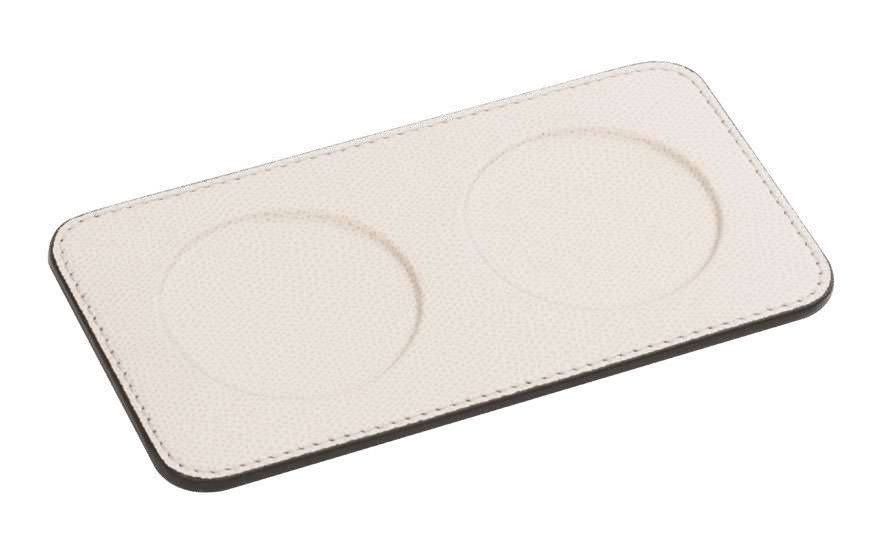 DOUBLE GLASS COASTER WITH 2 DEBOSSED SPACES