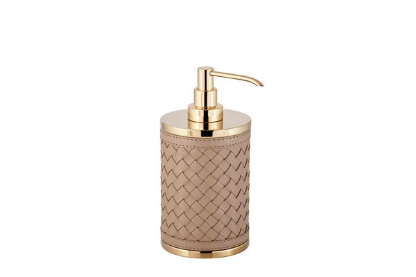 Alghero Handwoven Leather Soap Dispenser with Metal Finish