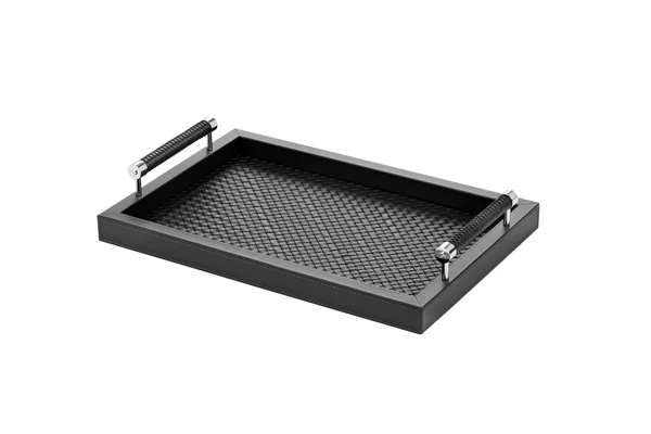 Diana Handwoven Leather Tray with Leather Handles Rectangular