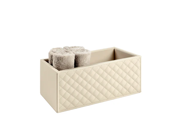 Scilla Quilted Diamonds Leather Storage Basket Rectangular