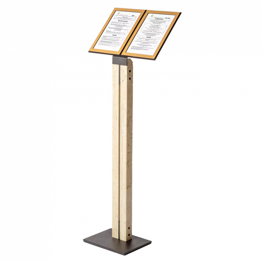 pillar leather & stone menu stand