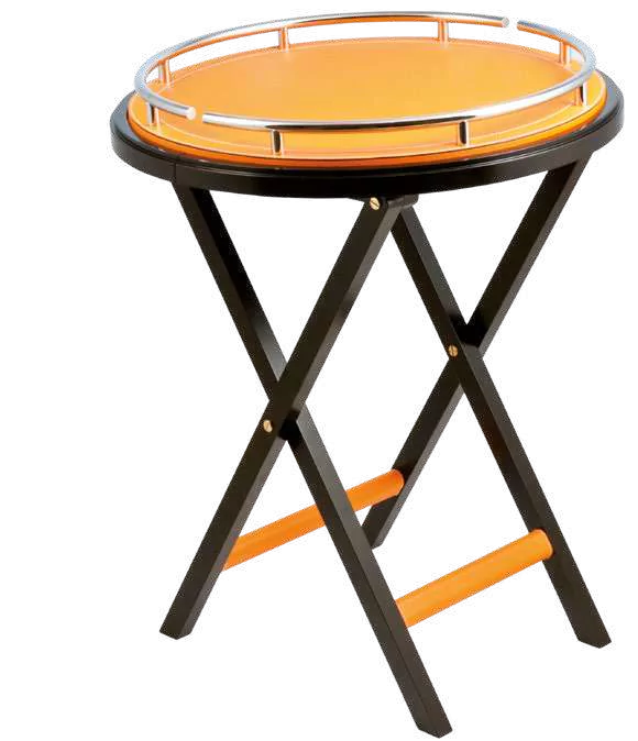 Novecento round folding table with raised edge and removable tray
